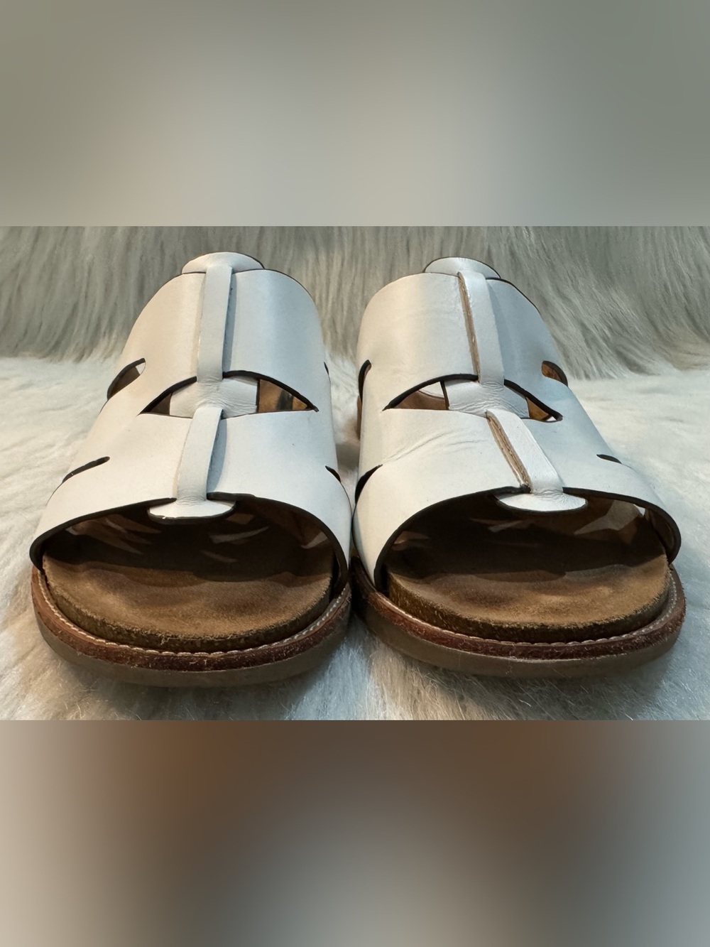 Ladies Sofft Balin Leather Slide Sandal White Size 8 EUC - Picture 4 of 12